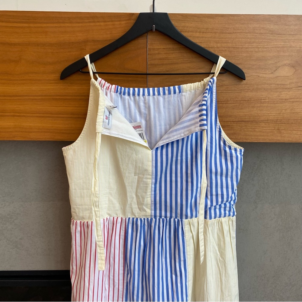 Vineyard Vines Patchwork Striped Mini Dress in Blue, Red, Yellow - Picture 6 of 6